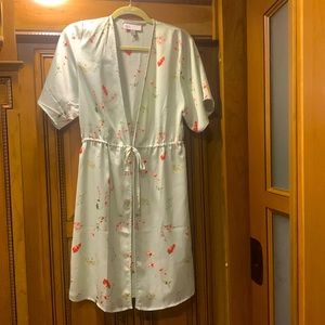 NWOT Nordstrom Rack Floral Print Robe in Mint Green Egret Petal Stem in XXS